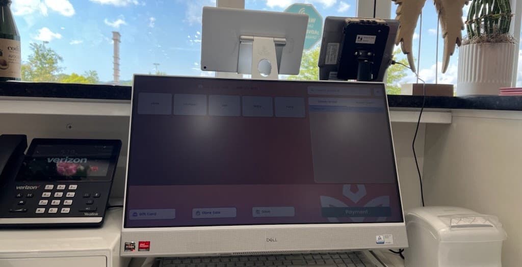 Point-of-sale display installed at a business counter