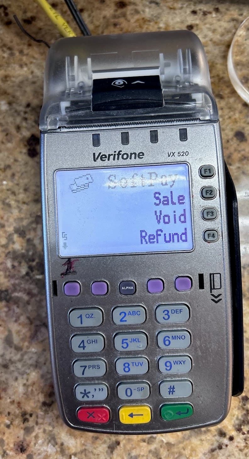 Traditional countertop card payment terminal